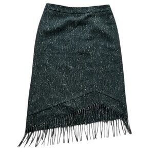 Vintage Steilmann Virgin Wool Asymmetrical Skirt Dark Grey Tweed Women’s Size 10